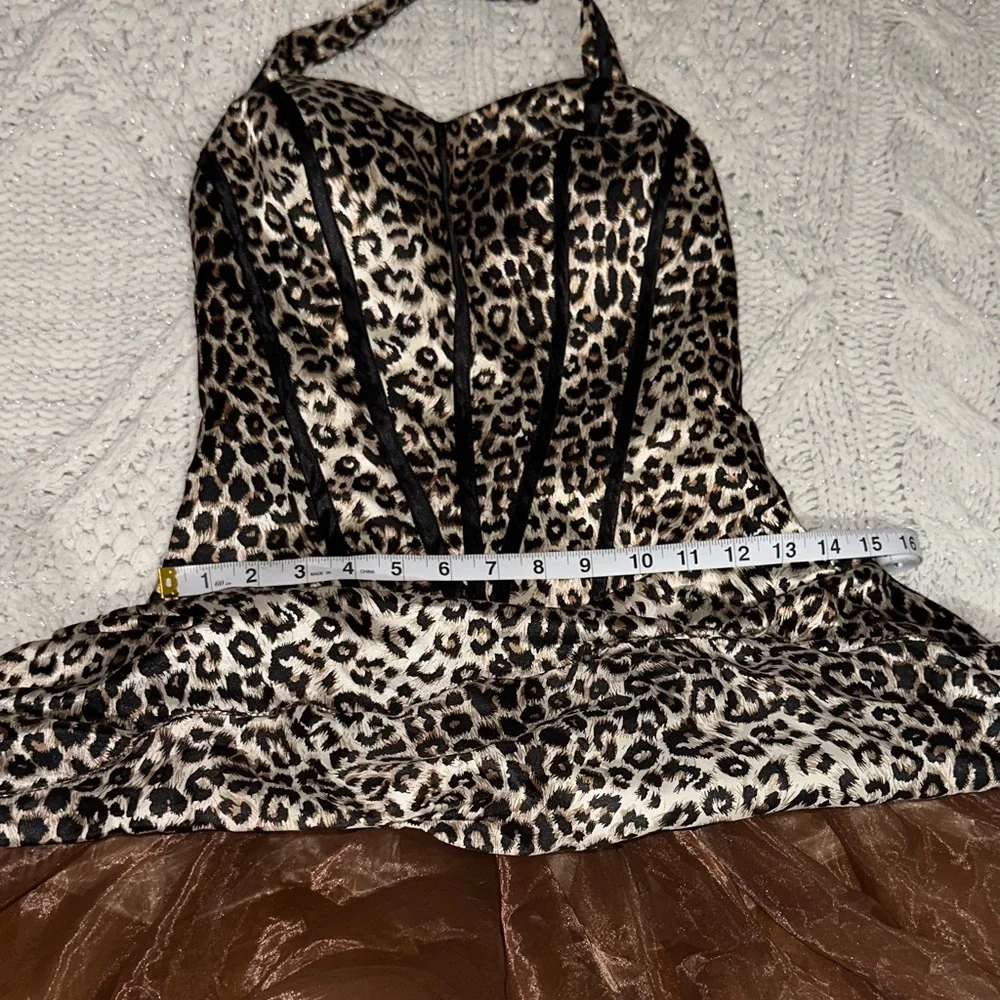 Leopard Print Halter corset Dress with Ruffled tutu Skirt (Padded bra) - Picture 9 of 15